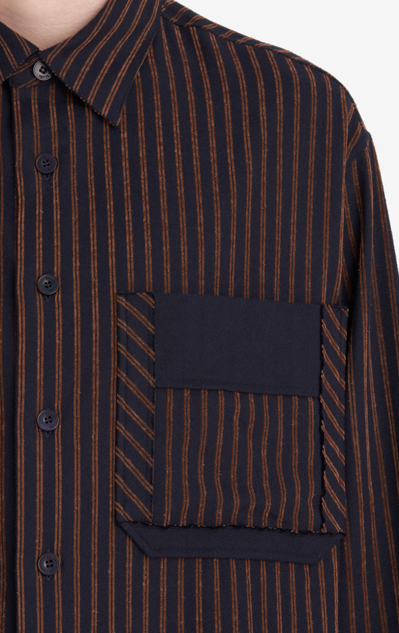 ETUDES STUDIO FLANNEL SHIRT STRIPED NAVY 5