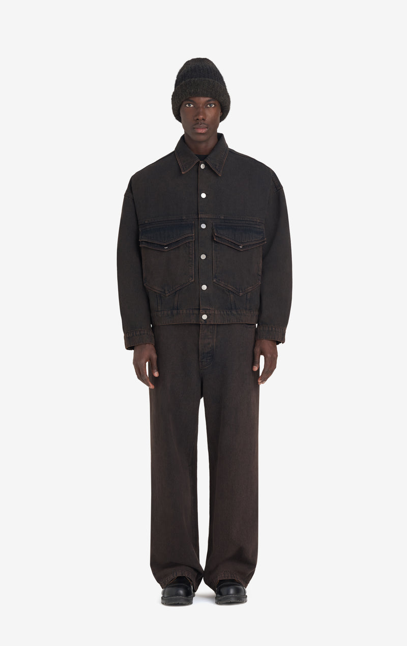 ETUDES STUDIO LOOSE DENIM JACKET DARK BROWN 3