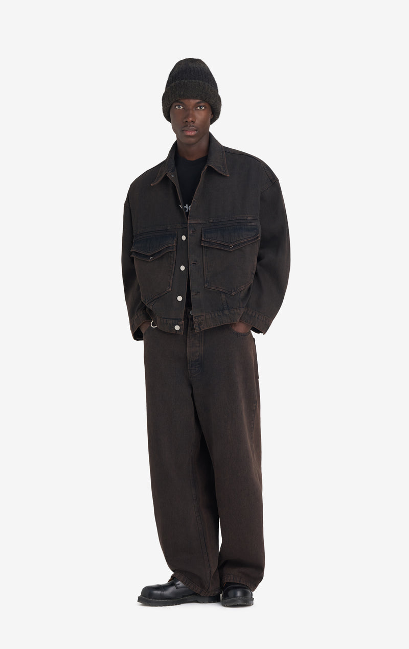 ETUDES STUDIO LOOSE DENIM JACKET DARK BROWN 4