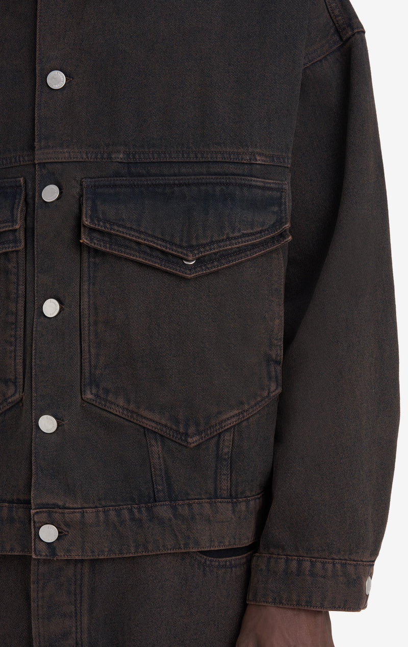 ETUDES STUDIO LOOSE DENIM JACKET DARK BROWN 5