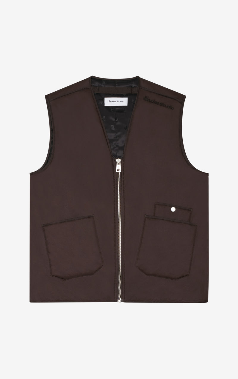 ETUDES STUDIO PADDED ZIP VEST DARK BROWN 1