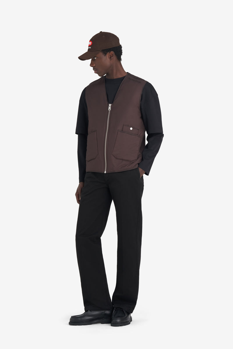 PADDED ZIP VEST DK BROWN 4