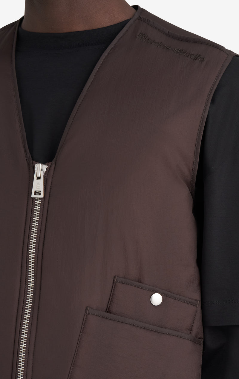 ETUDES STUDIO PADDED ZIP VEST DARK BROWN 6