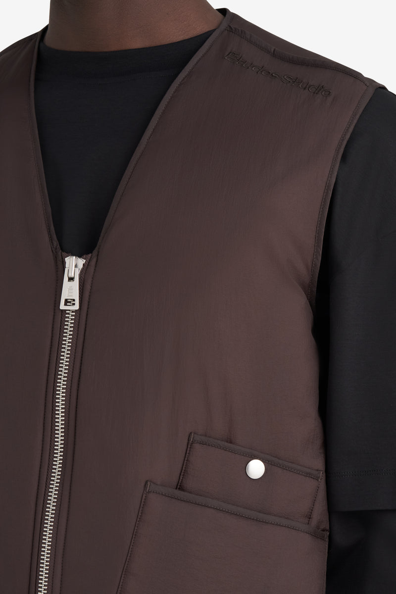 PADDED ZIP VEST DK BROWN 6