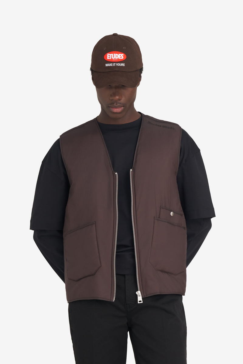 PADDED ZIP VEST DK BROWN 2