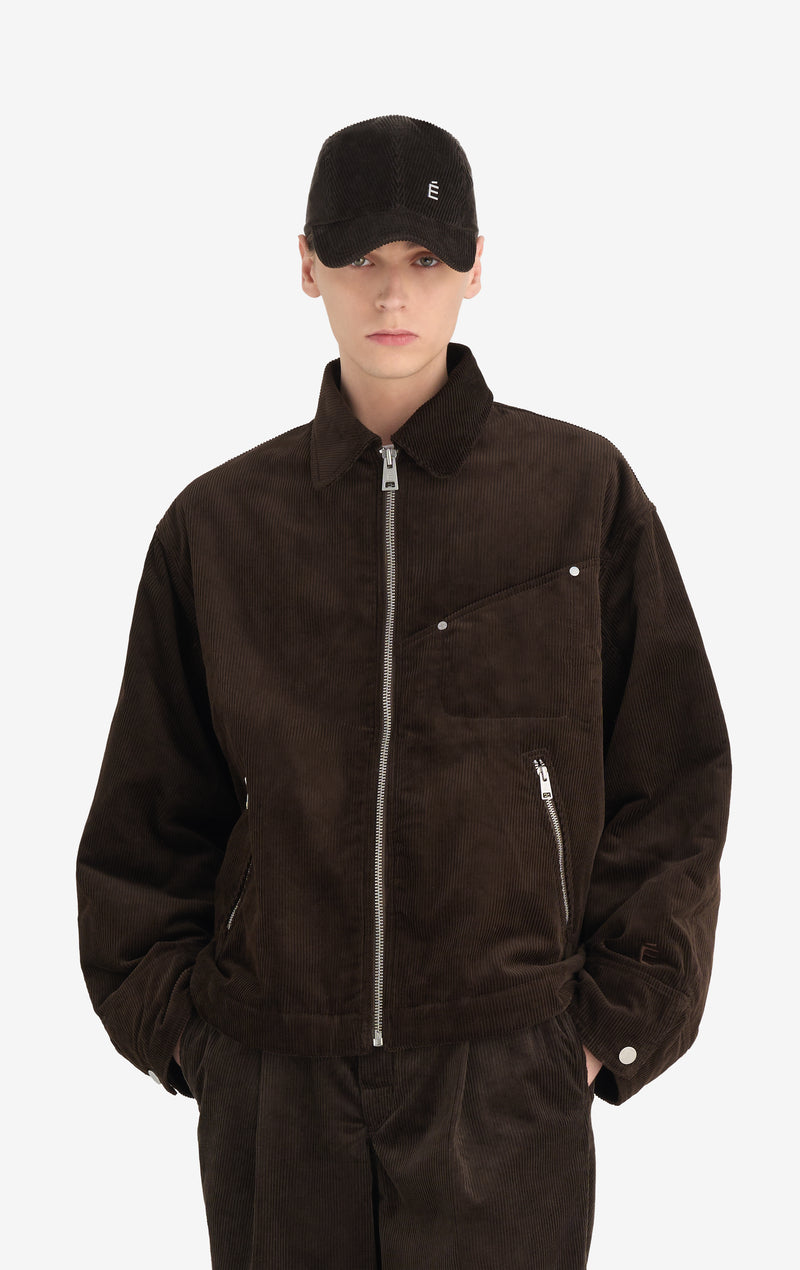 BOXY ZIPPED JACKET 42 / DK BROWN
