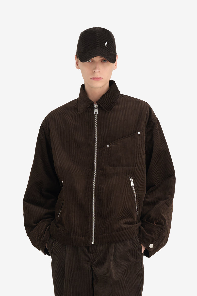 BOXY ZIPPED JACKET DK BROWN 2