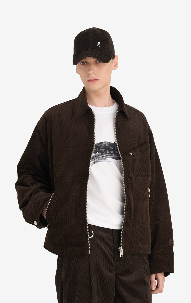 BOXY ZIPPED JACKET 42 / DK BROWN