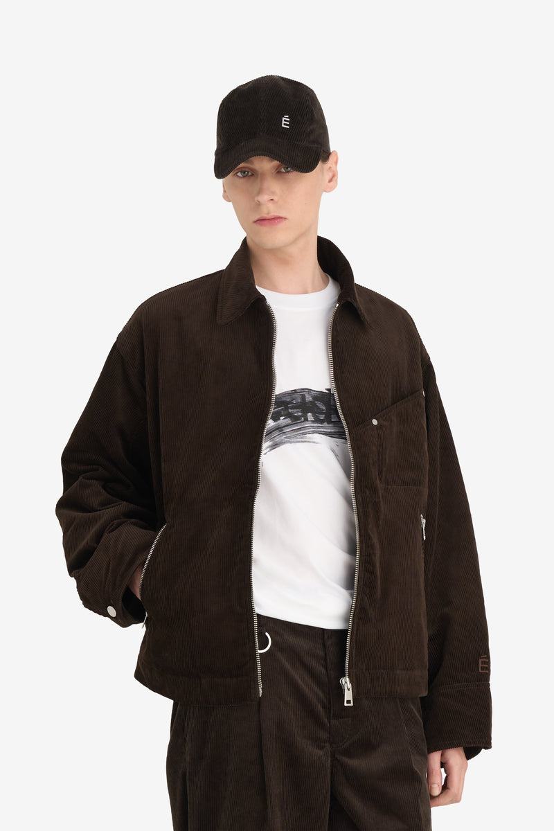 BOXY ZIPPED JACKET DK BROWN 3