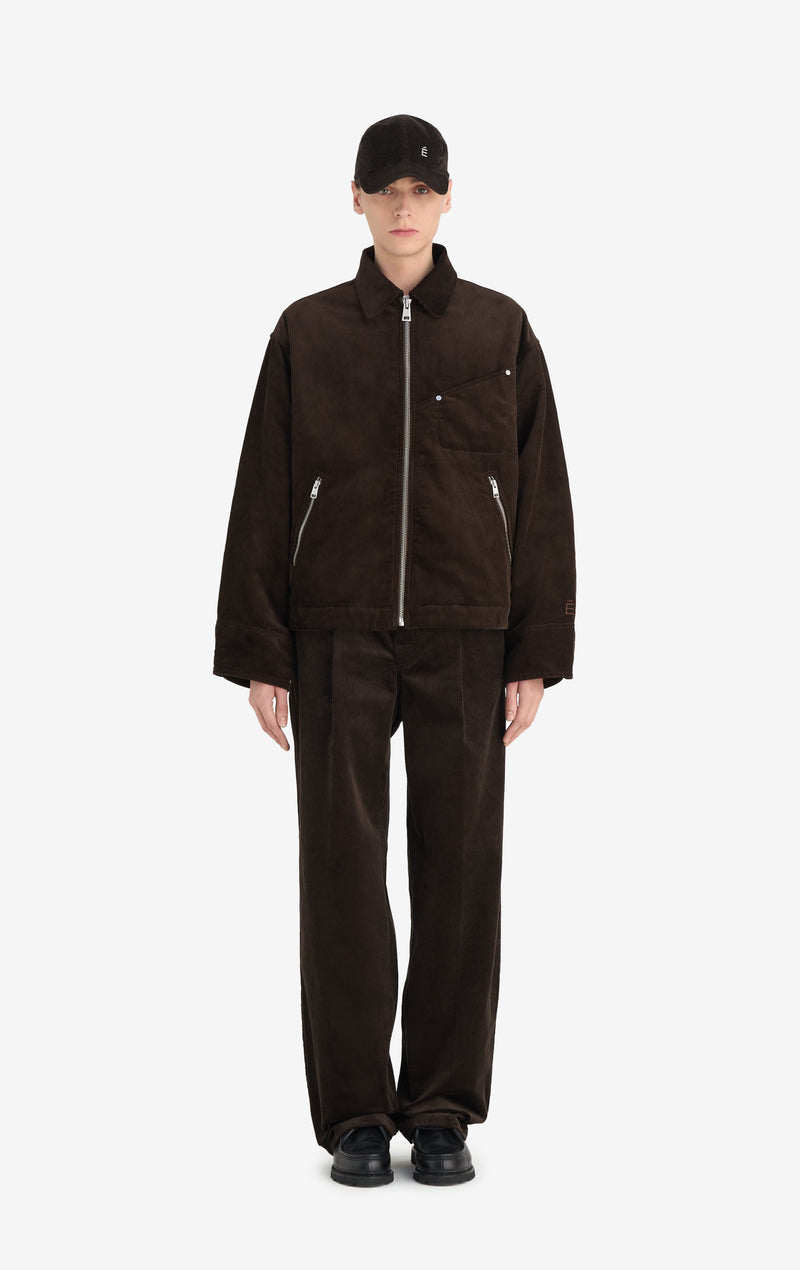 BOXY ZIPPED JACKET 42 / DK BROWN