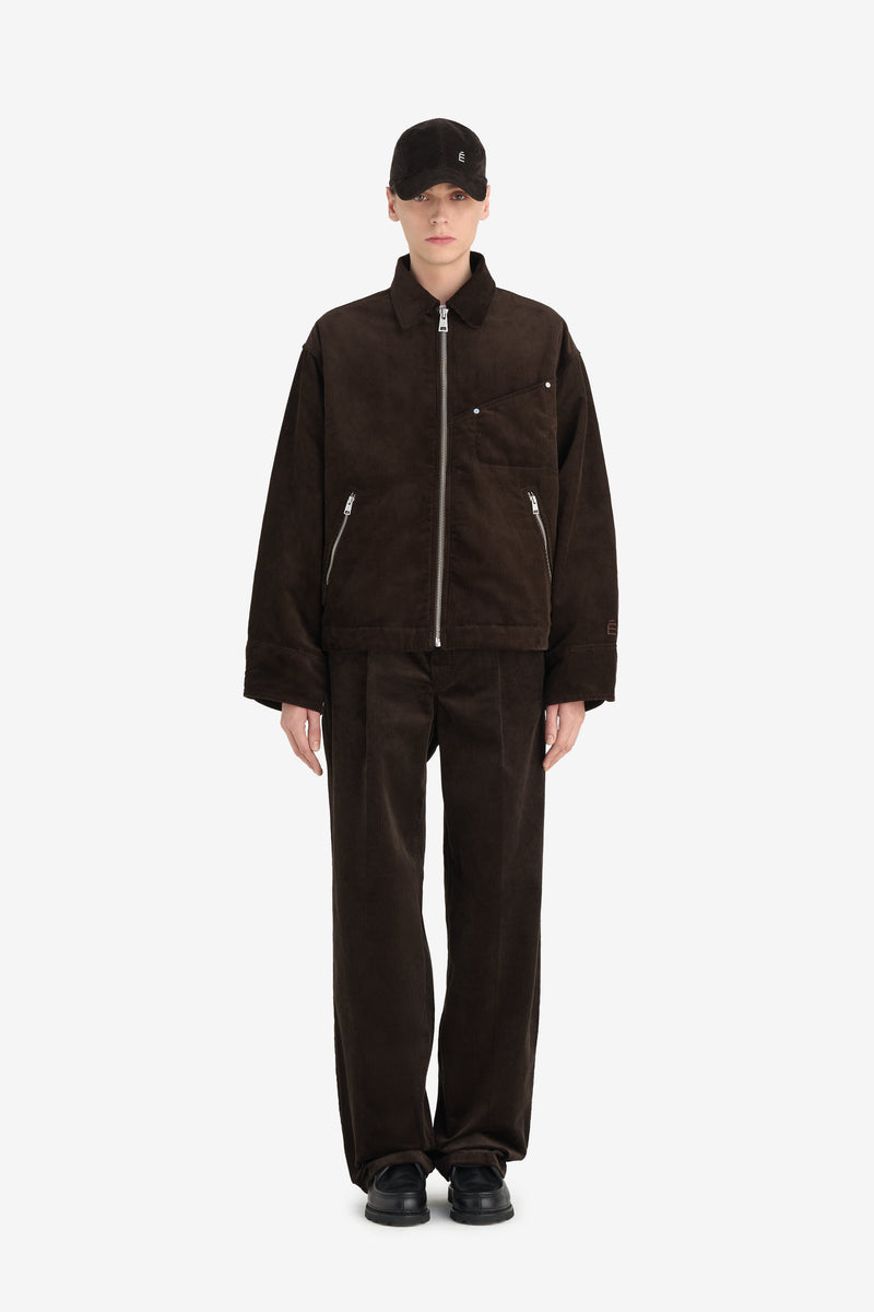 BOXY ZIPPED JACKET DK BROWN 4