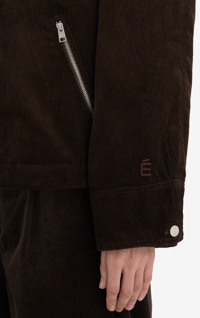 BOXY ZIPPED JACKET 42 / DK BROWN