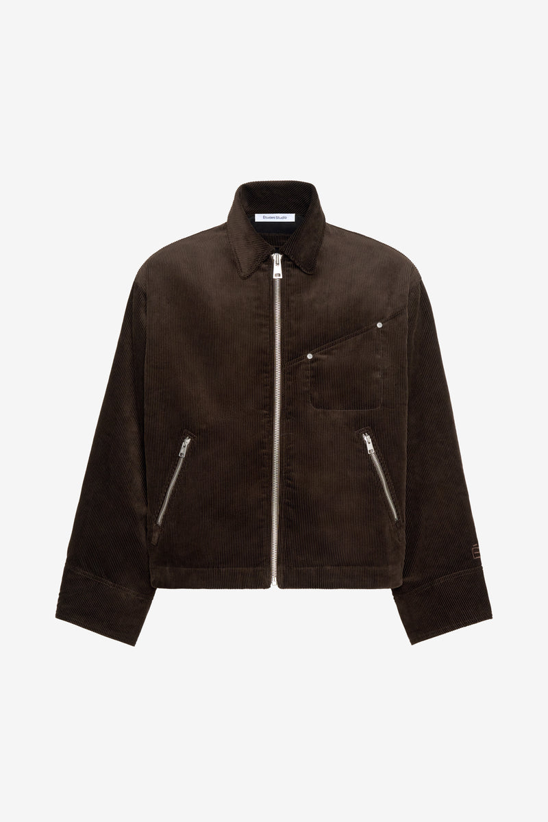 BOXY ZIPPED JACKET DK BROWN 1