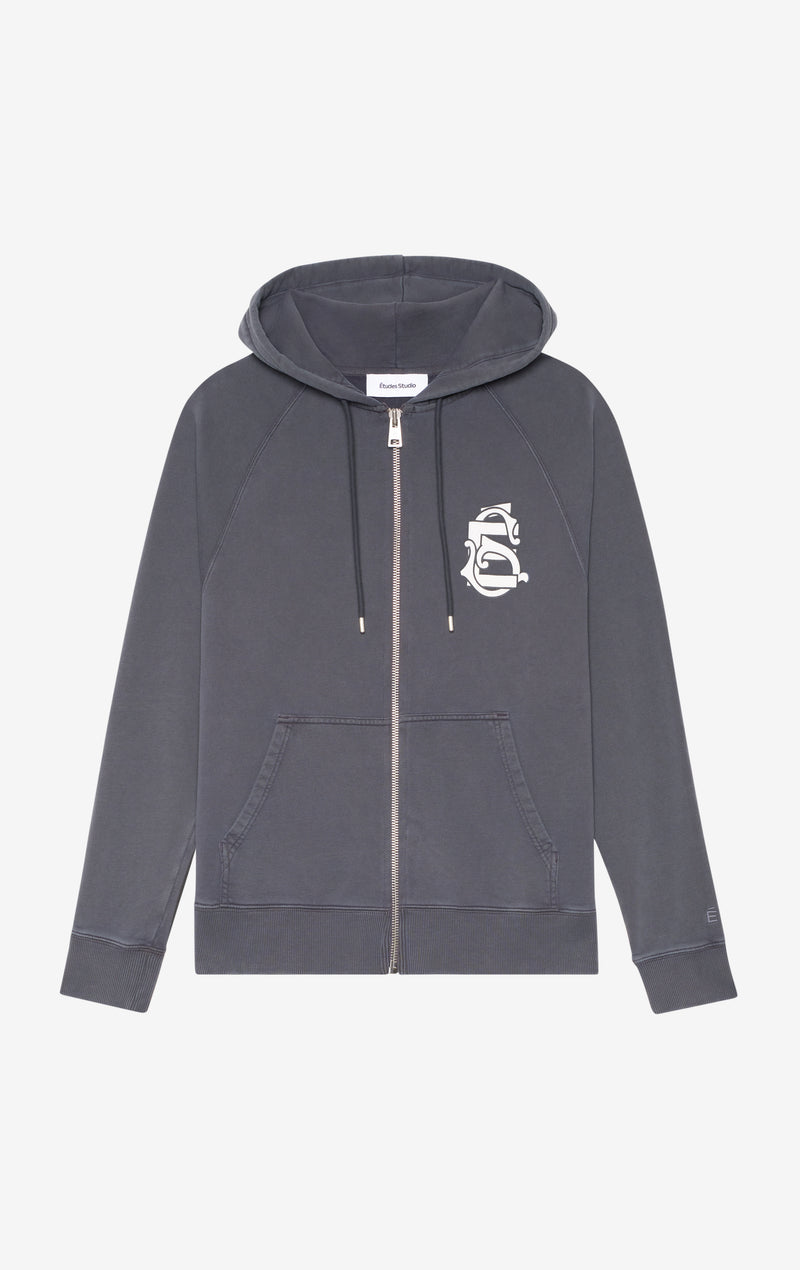 ETUDES STUDIO LOOSE ZIP HOODIE EMBLEM SHALE 1