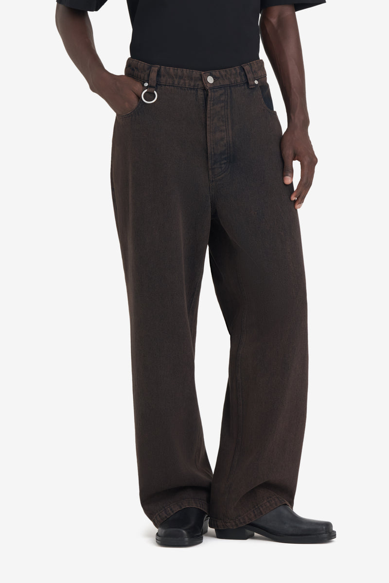 LOOSE JEANS PANT DK BROWN 4