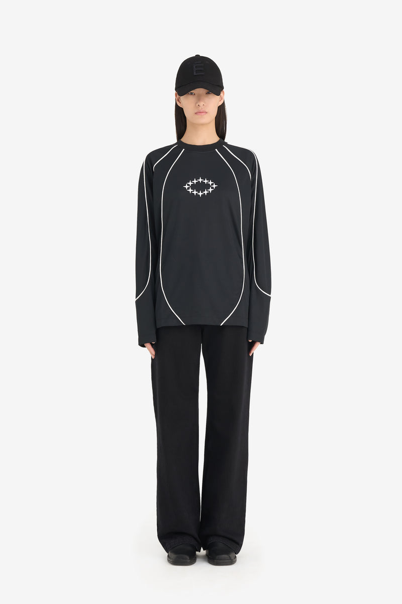 SOCCER LONG SLEEVES T-SHIRT PIQUE BLACK 4