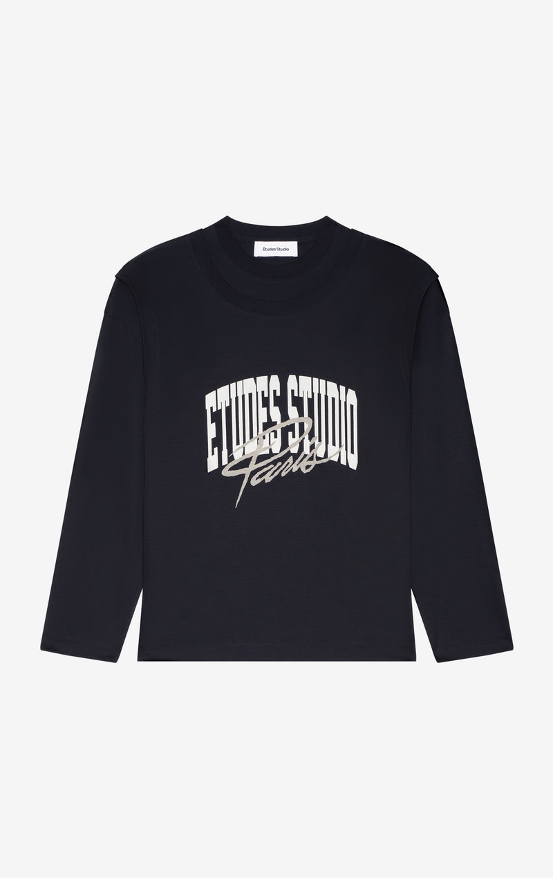 ETUDES STUDIO HYBRID T-SHIRT LONG SLEEVE UNIVERSITY BLACK 1