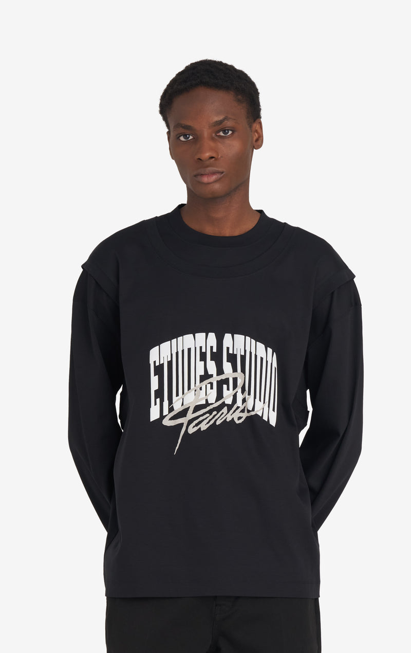 ETUDES STUDIO HYBRID T-SHIRT LONG SLEEVE UNIVERSITY BLACK 2