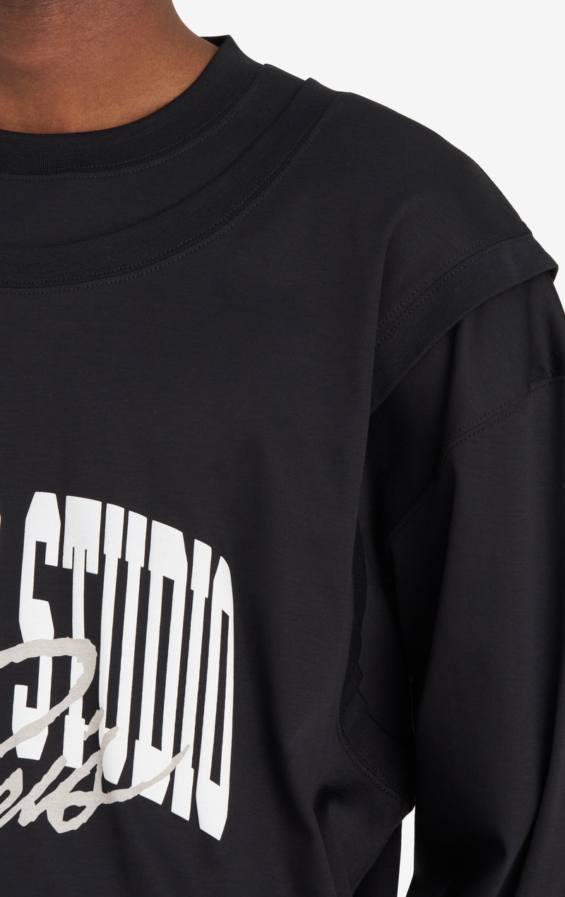 ETUDES STUDIO HYBRID T-SHIRT LONG SLEEVE UNIVERSITY BLACK 5