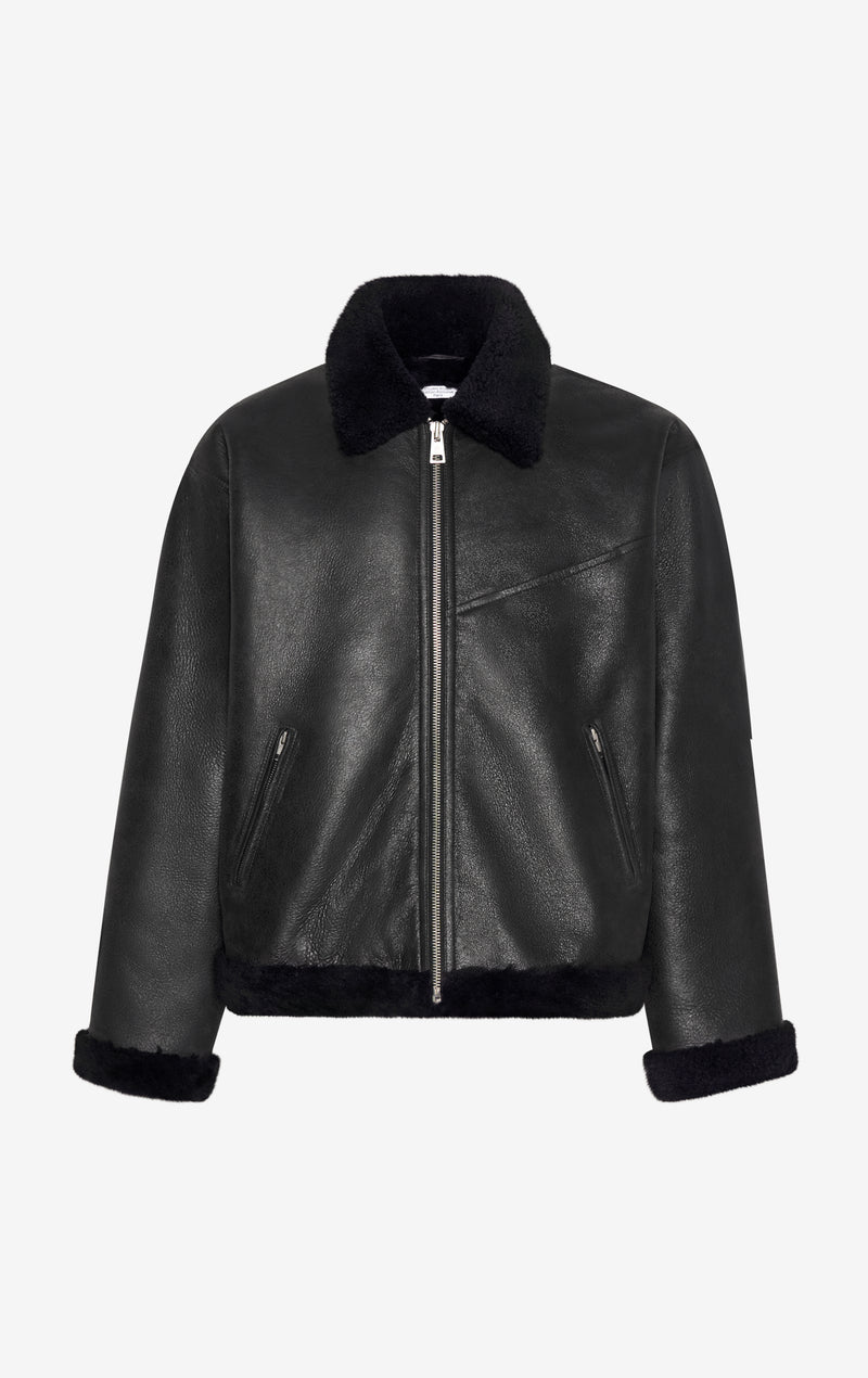 BOXY SHEARLING JACKET 42 / BLACK