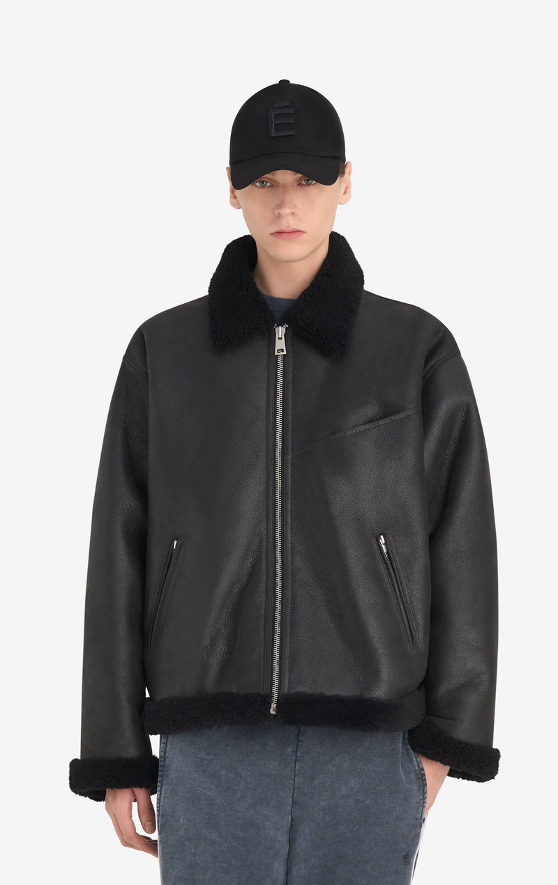 BOXY SHEARLING JACKET 42 / BLACK