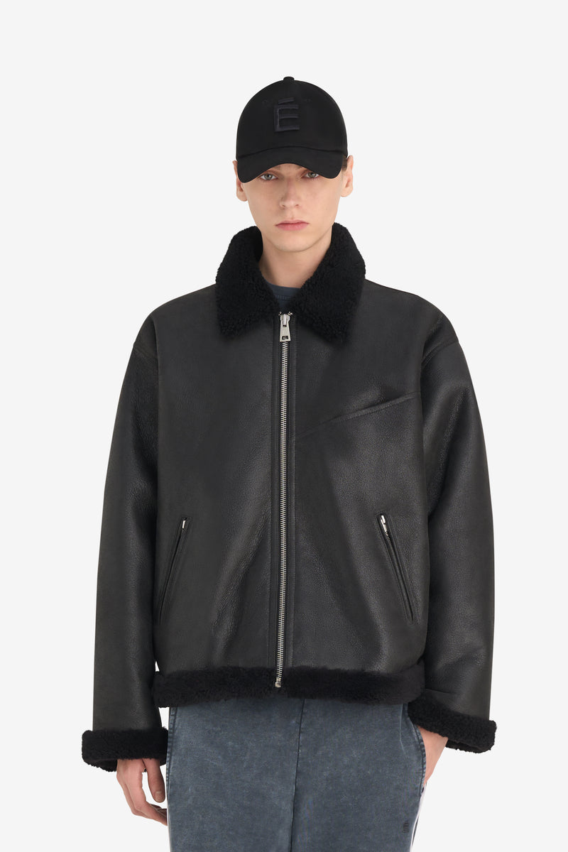 BOXY SHEARLING JACKET BLACK 2