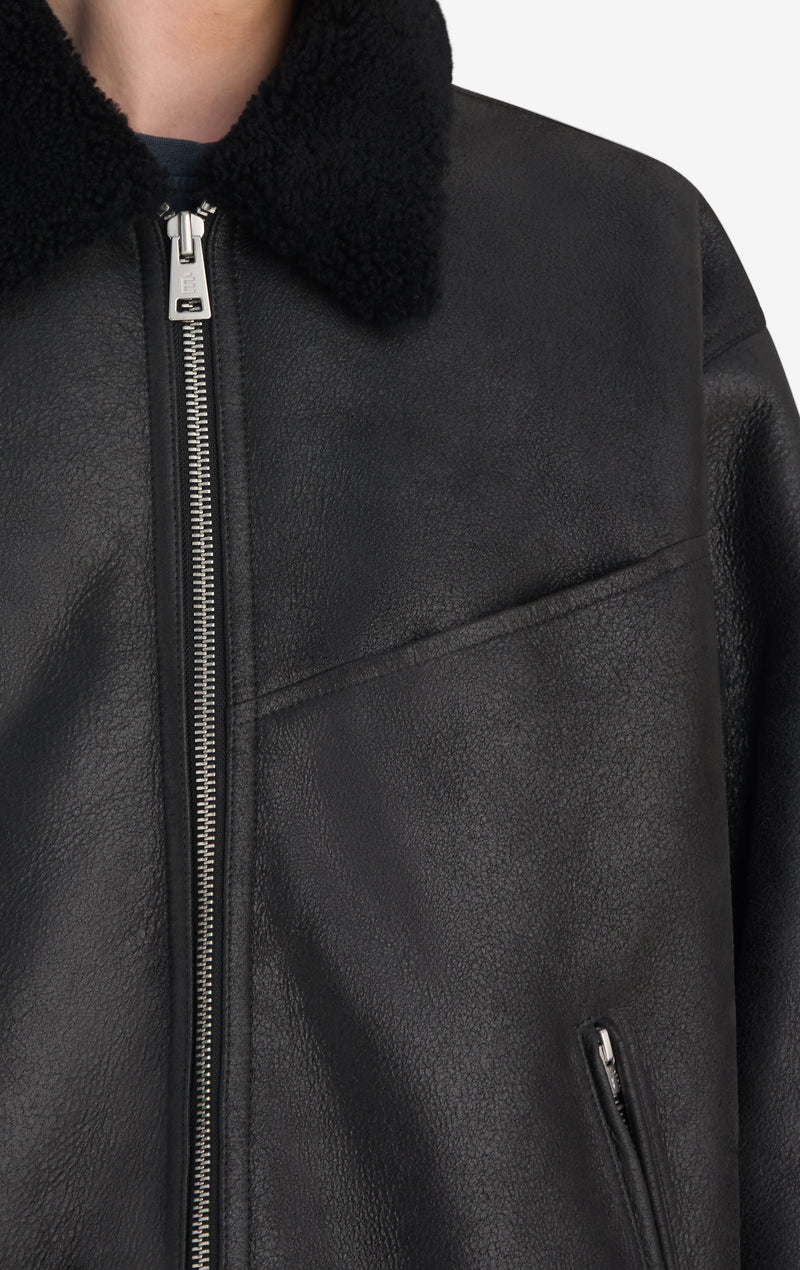 BOXY SHEARLING JACKET 42 / BLACK