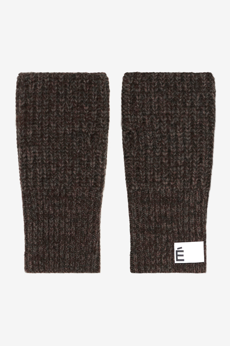 WOOL MITTENS DK BROWN 1