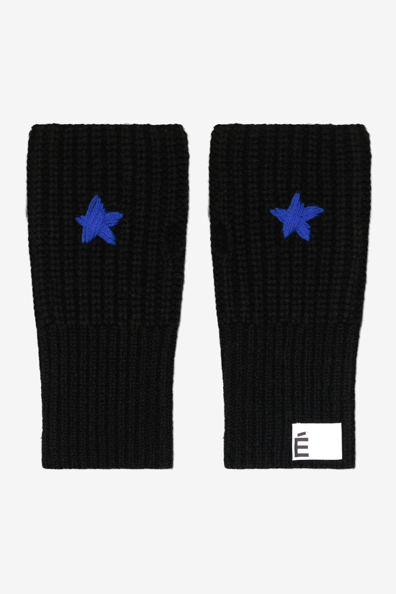 RIBBED MITTENS STAR BLACK 1