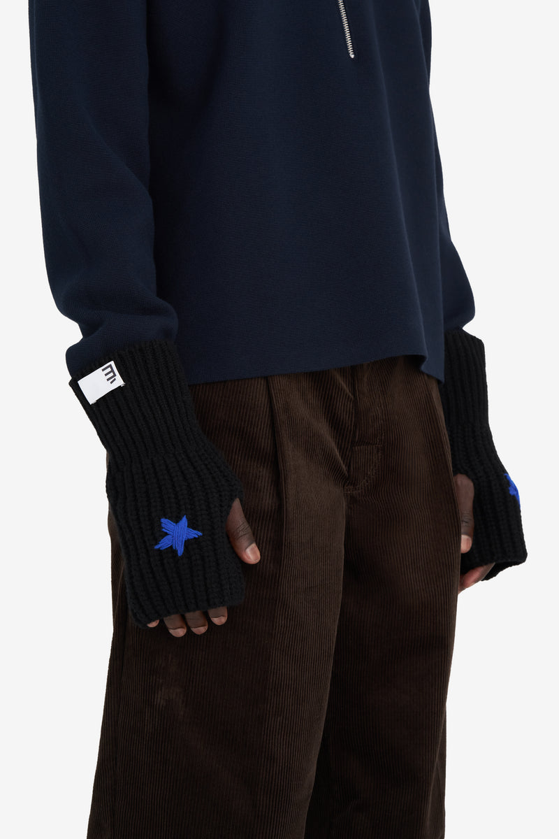 RIBBED MITTENS STAR BLACK 2