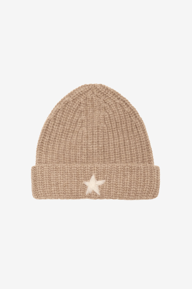 RIBBED BEANIE STAR BEIGE 1