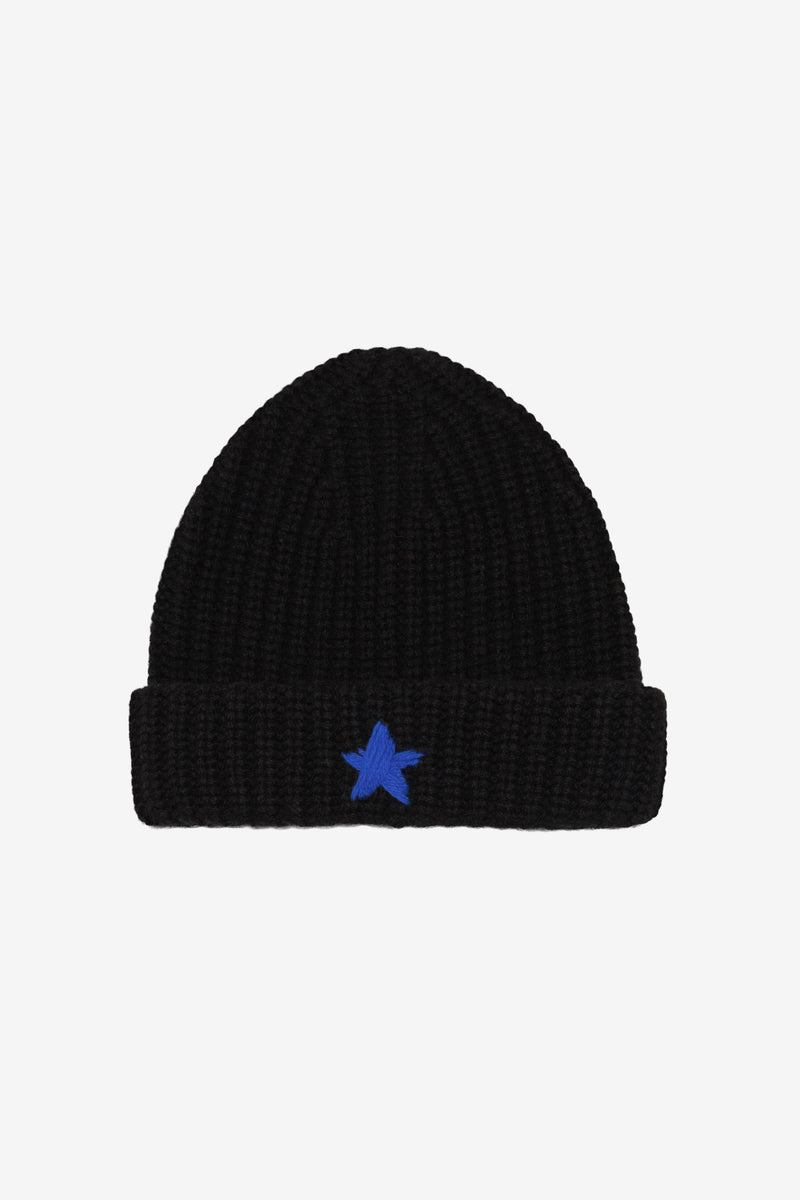 RIBBED BEANIE STAR BLACK 1
