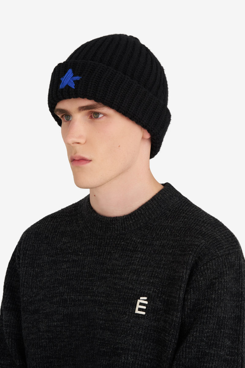 RIBBED BEANIE STAR BLACK 2