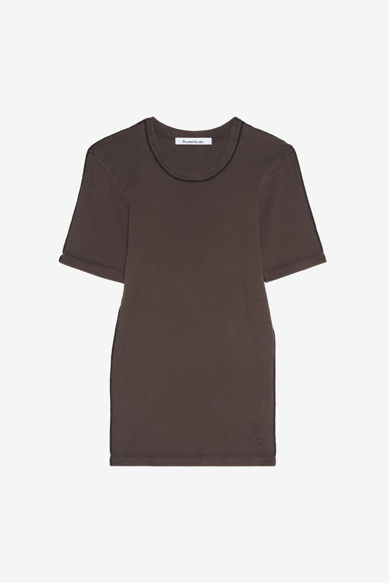 Slim Rib T-Shirt DK BROWN 1