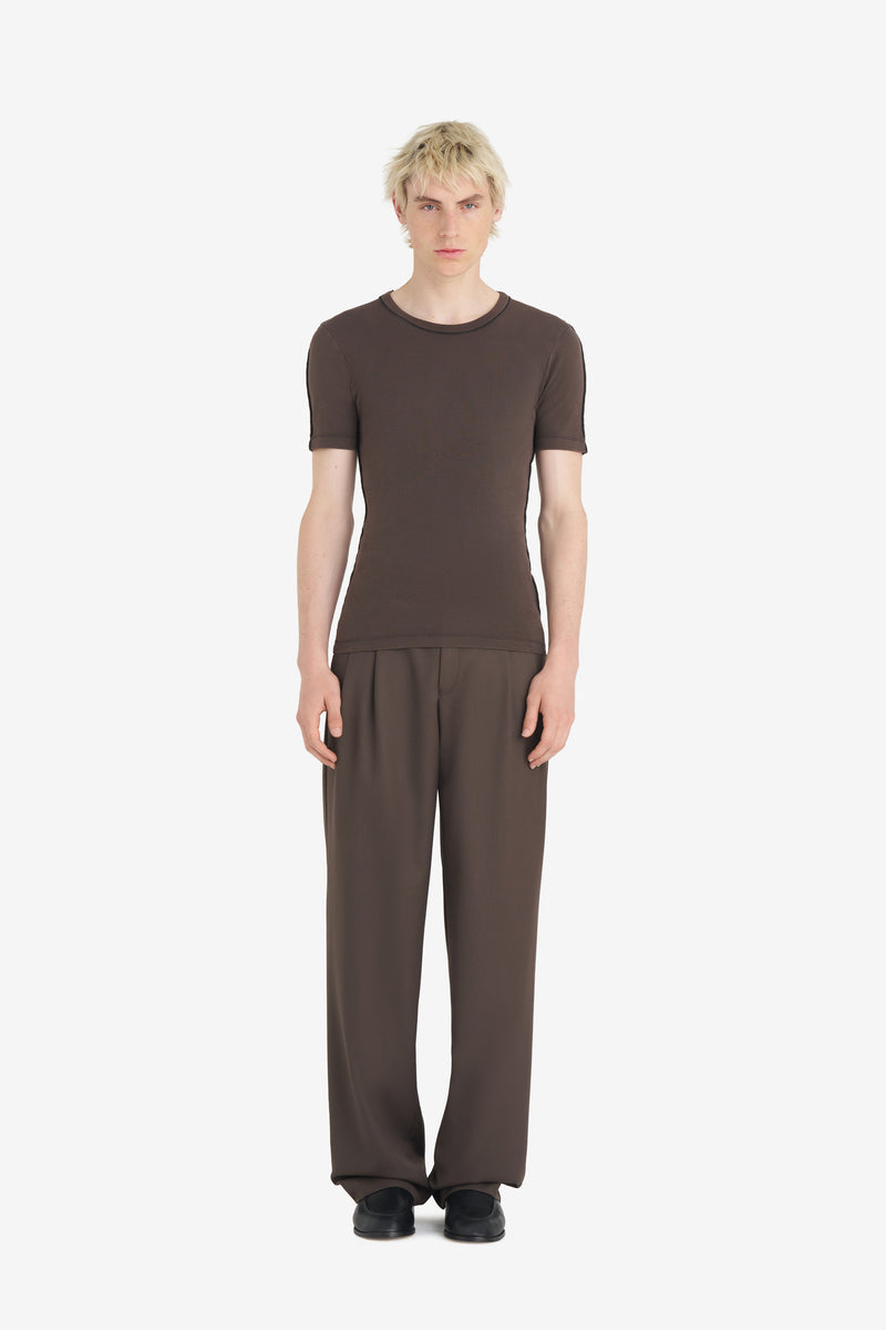 Slim Rib T-Shirt DK BROWN 2