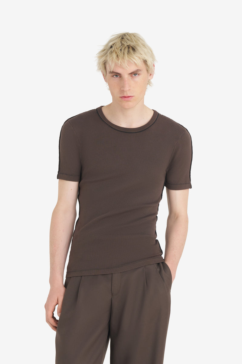 Slim Rib T-Shirt DK BROWN 4