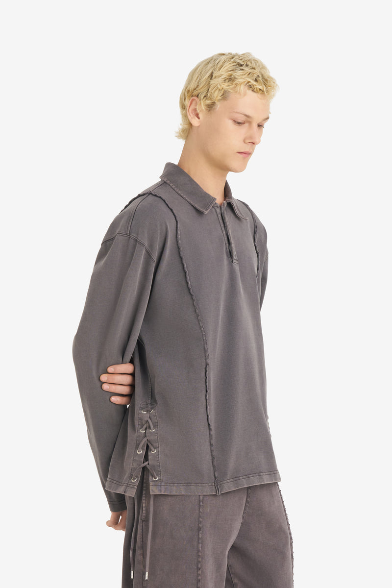 Long-Sleeve Polo DK BROWN 4