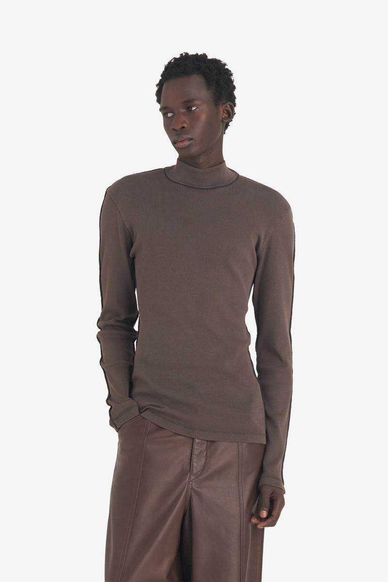 Knit Mock Neck DK BROWN 2