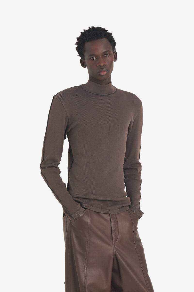 Knit Mock Neck DK BROWN 6