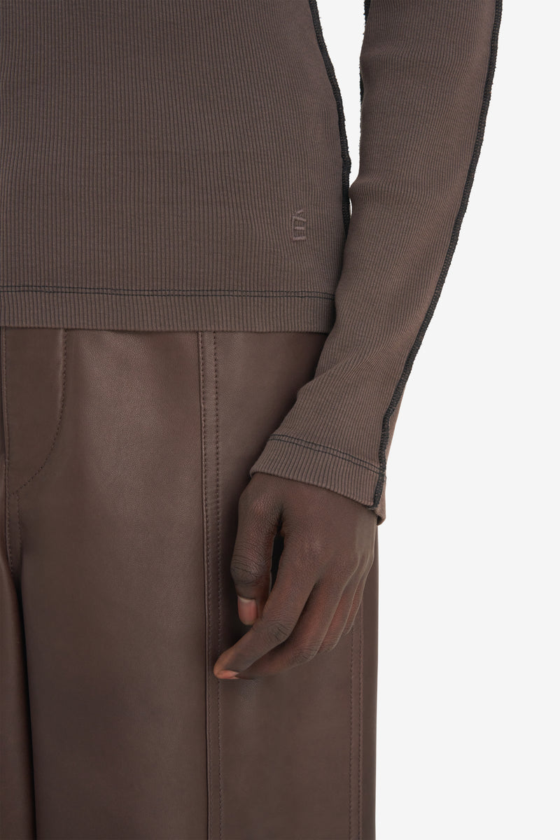 Knit Mock Neck DK BROWN 7