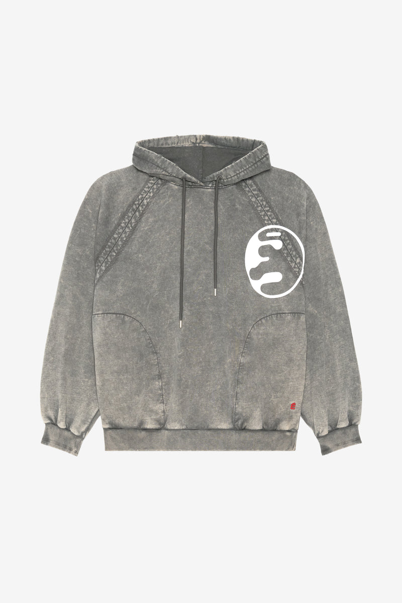 STRUCTURE E TECHNO HEAVY BLEACH HOODIE - GRAY LTGREY 1