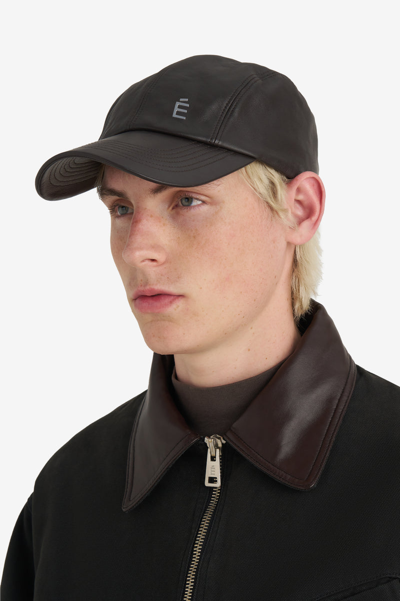 Casquette É en cuir MARRON NSP 3