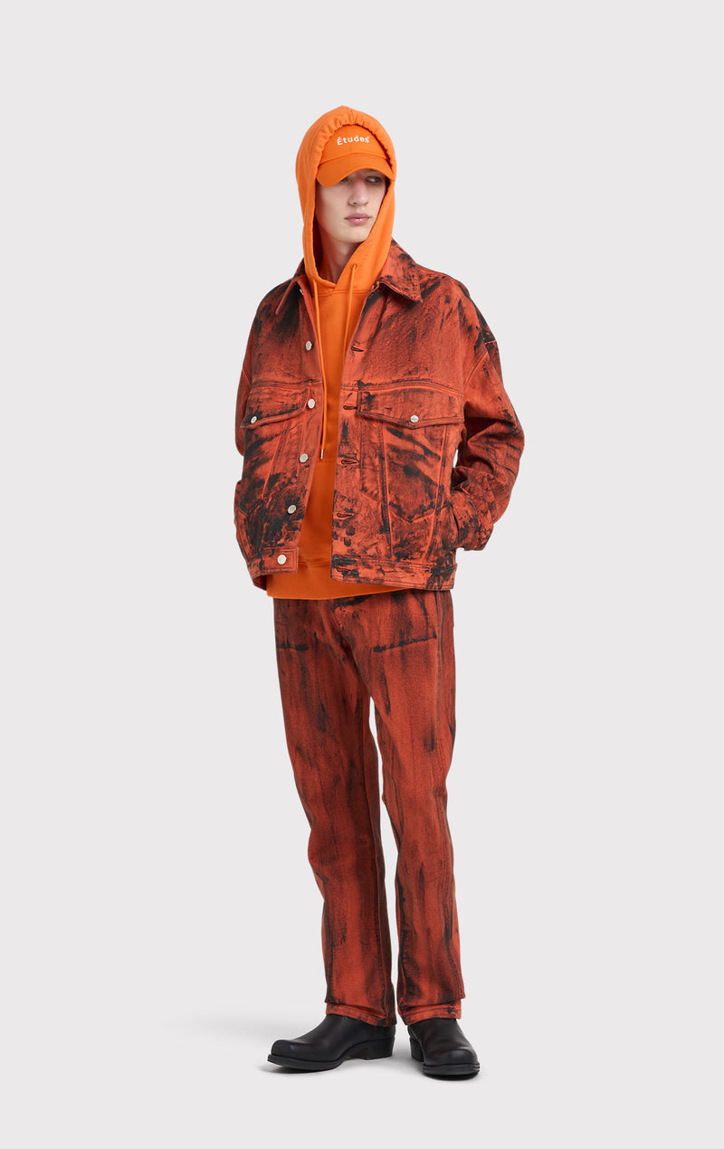 ÉTUDES SHADOW DENIM DYED PAINT ORANGE OUTERWEAR 5