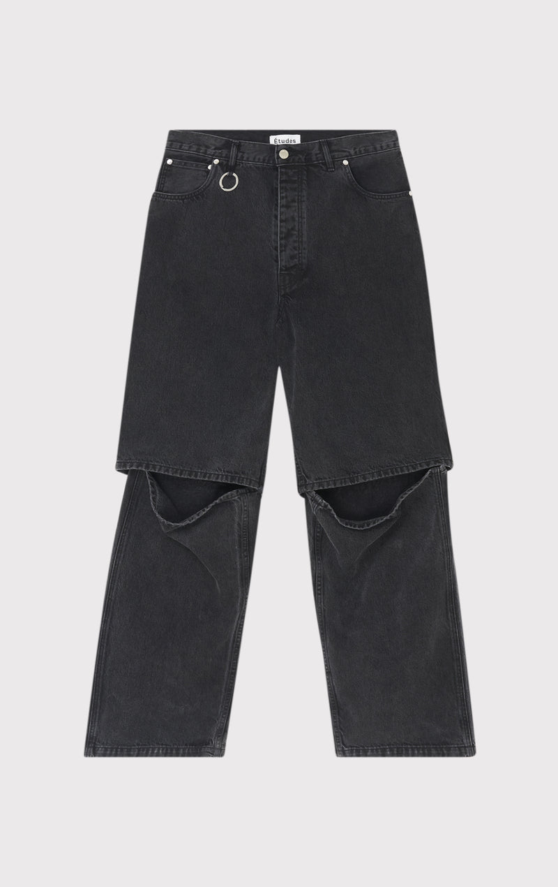 ÉTUDES NOCTURNE PANTALON NOIR DÉLAVÉ EN DENIM 1
