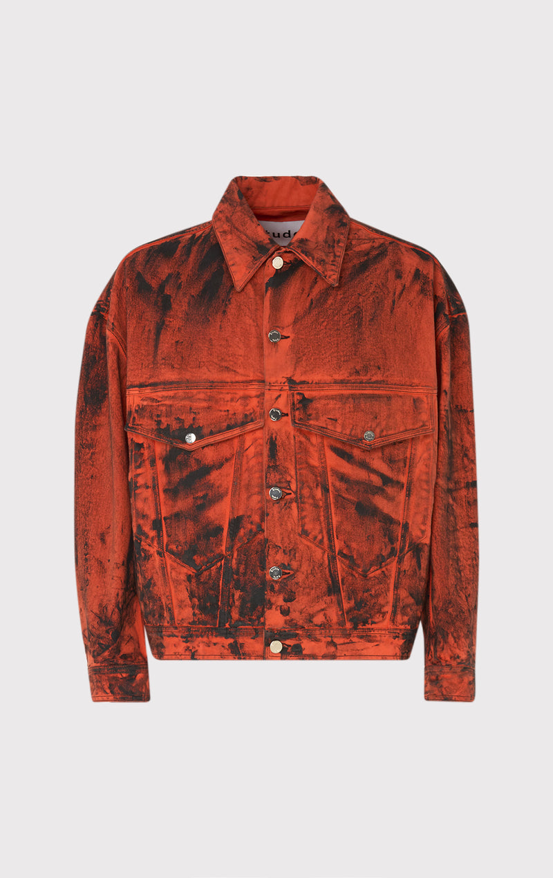 ÉTUDES SHADOW DENIM DYED PAINT ORANGE OUTERWEAR 1