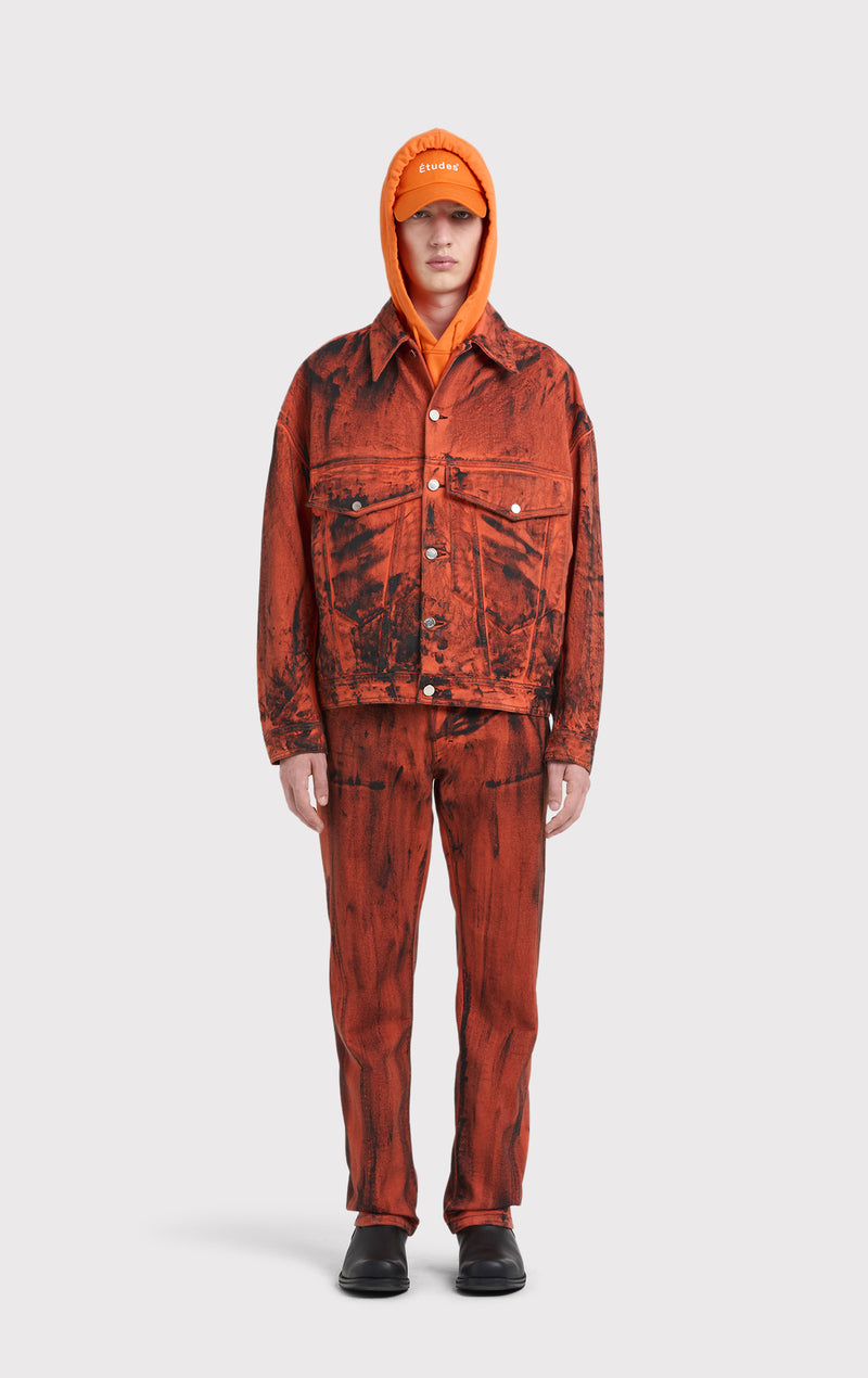 ÉTUDES SHADOW DENIM DYED PAINT ORANGE OUTERWEAR 3