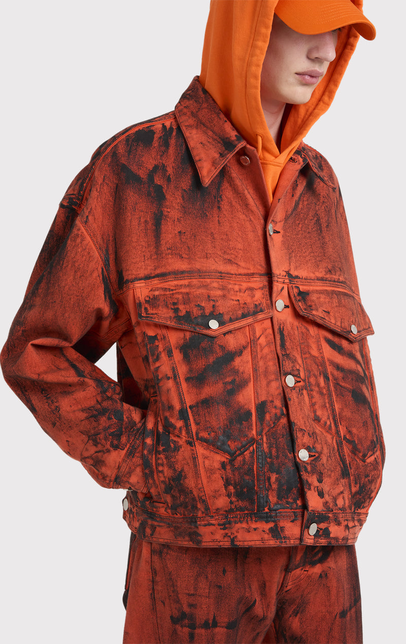 ÉTUDES SHADOW DENIM DYED PAINT ORANGE OUTERWEAR 2