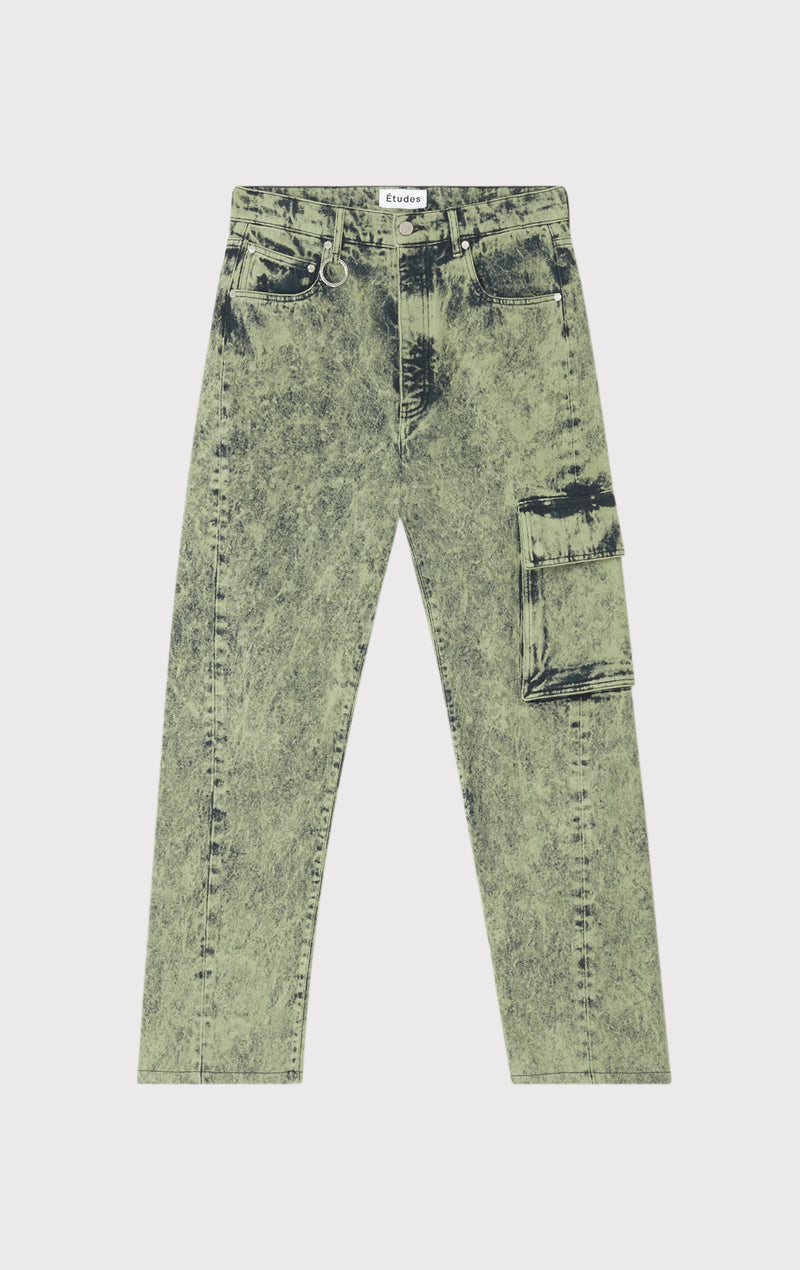 Études SURFACE DENIM ACID DYED OLIVE Trousers 1