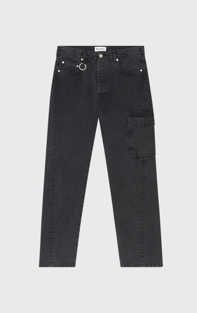 ÉTUDES SURFACE DENIM WASHED BLACK TROUSERS 1