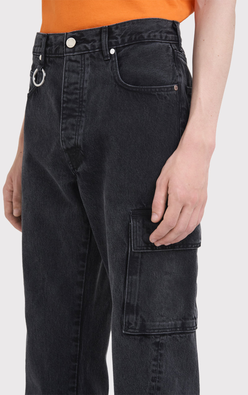 ÉTUDES SURFACE DENIM WASHED BLACK TROUSERS 4